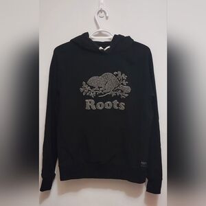 Roots Classic Black Hoodie with Gray Logo size:S